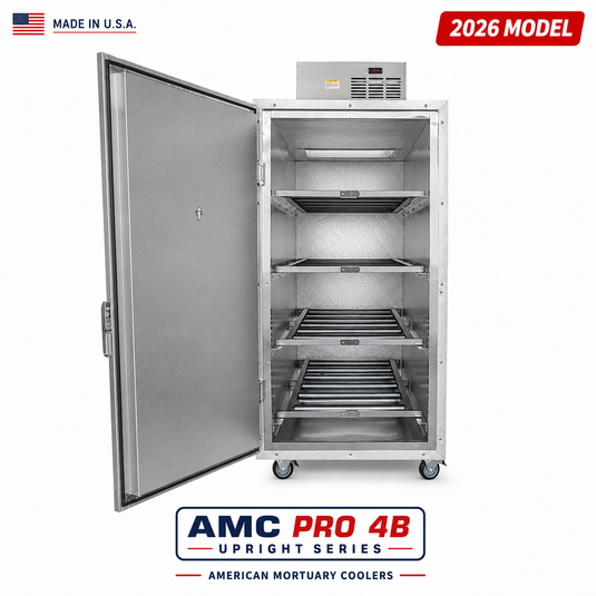 4 Body Extra Wide Upright Mortuary Cooler | Model 4BX | Bariatric Cadaver Cooler | American-Made Morgue Refrigeration