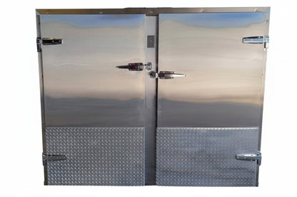 6-body mortuary cooler twin 3-tier roller rack system for effortless tray and casket loading