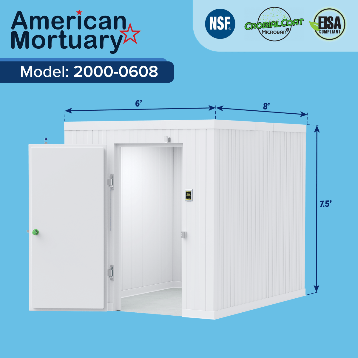 ❄️ 6x8 Walk - In Mortuary Cooler – Model 2000 - 0608 - American Mortuary Coolers & Equipments