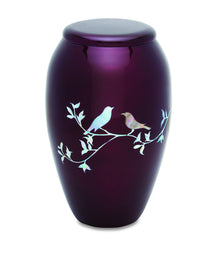Purple Doves Mother of Pearl Urn — ISU-RJ-0178