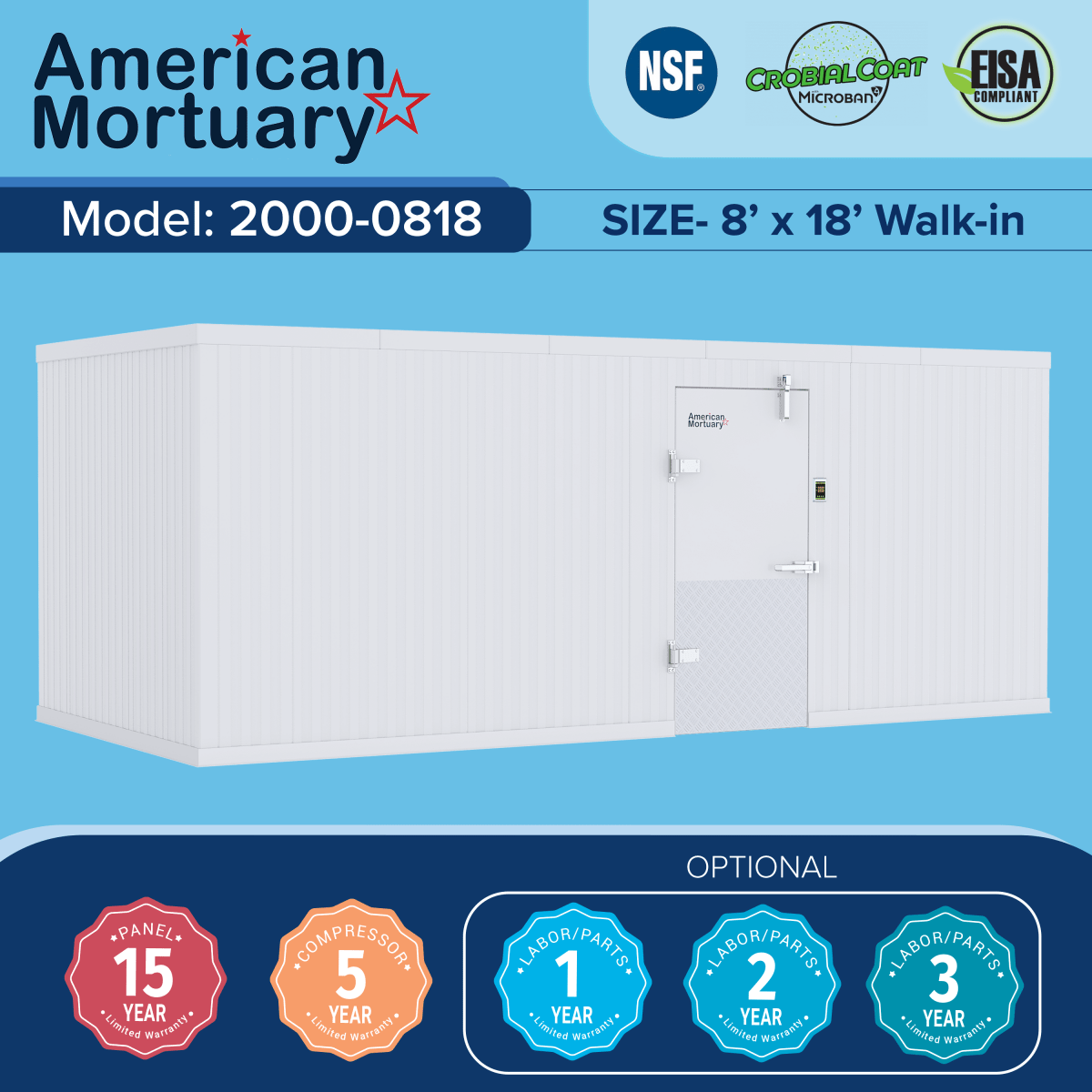 8×18 Walk-In Mortuary Cooler | High-Capacity Cadaver Cold Storage