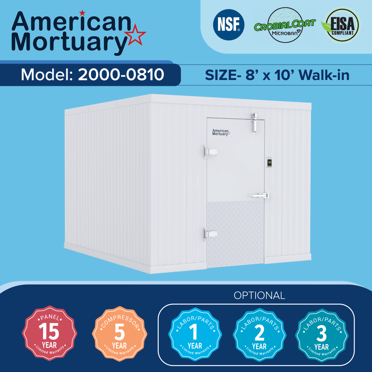 8×10 Walk-In Mortuary Cooler | 7-Body | AMC – MyMortuaryCooler.com
