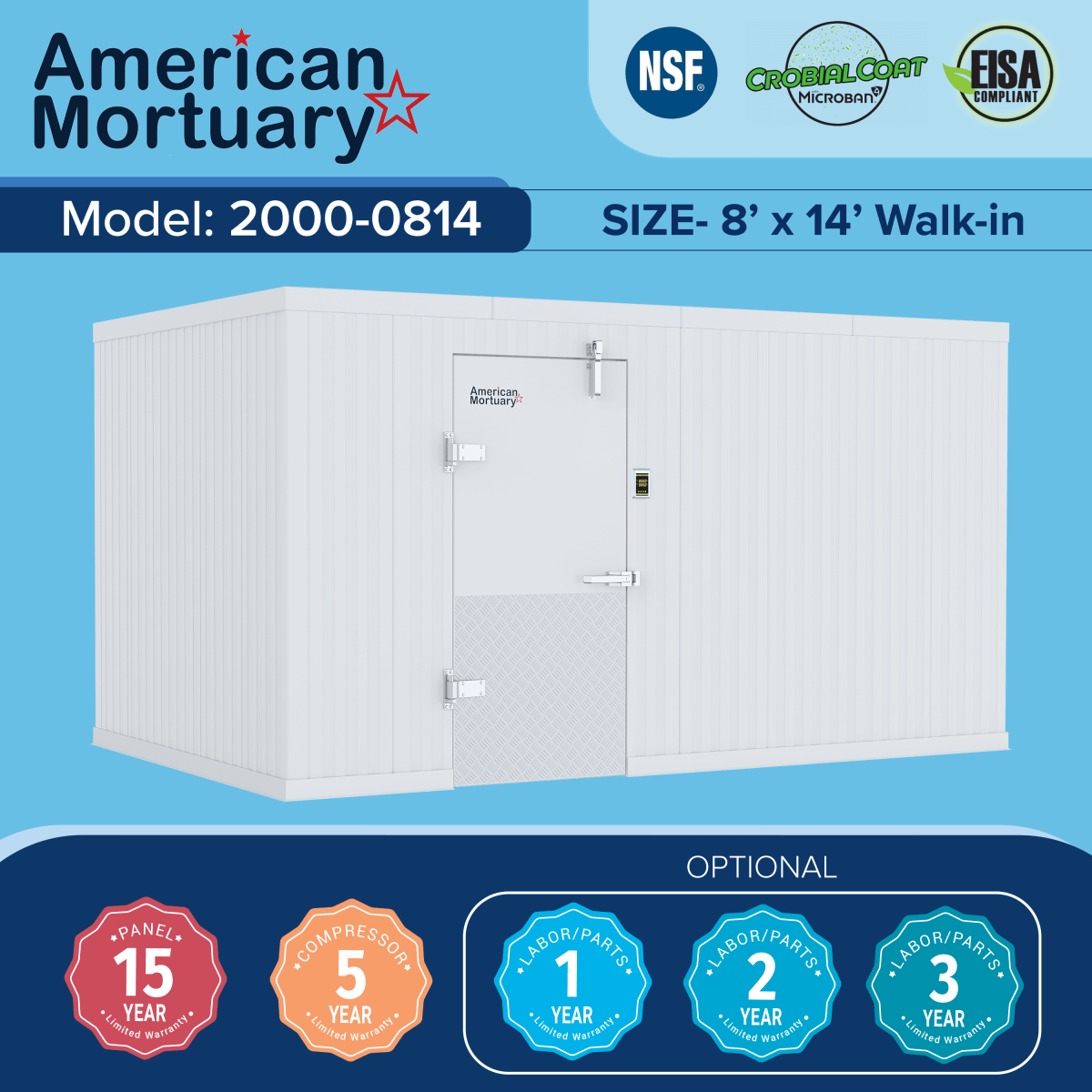 8x14 walk-in mortuary cooler with 12 body storage capacity