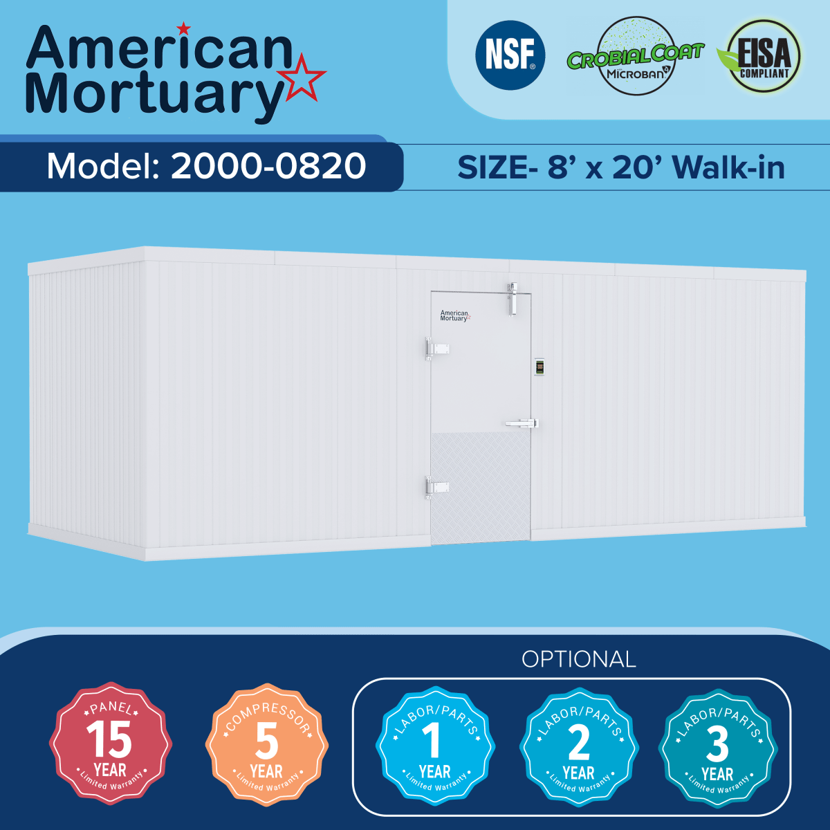 8×20 Walk-In Mortuary Cooler | 18-Body