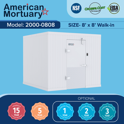 ❄️ 8x8 Walk - In Mortuary Cooler – Model 2000 - 0808 - American Mortuary Coolers & Equipments