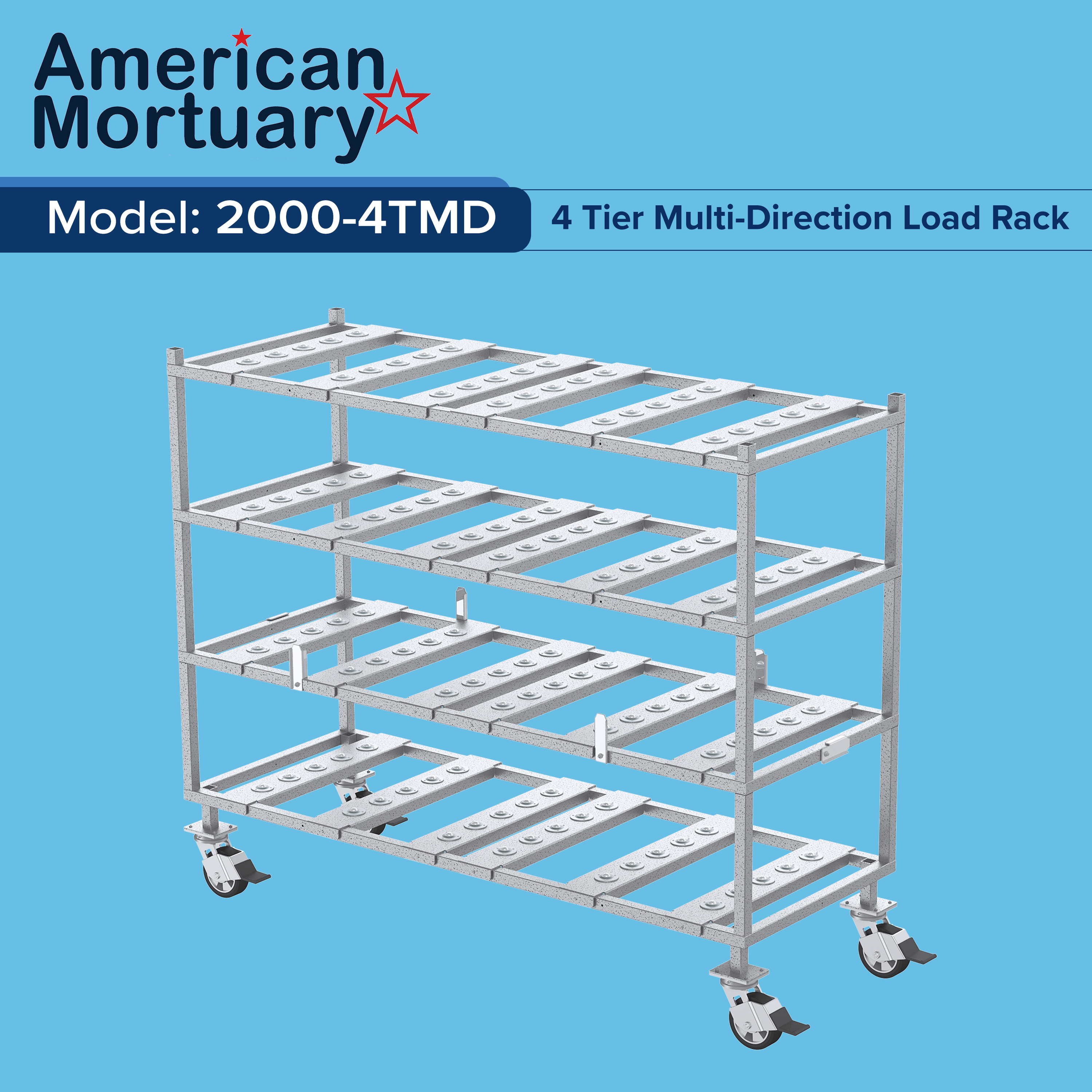 4 Tier Multi-Load Mortuary Rack – Model 2000-4TMD