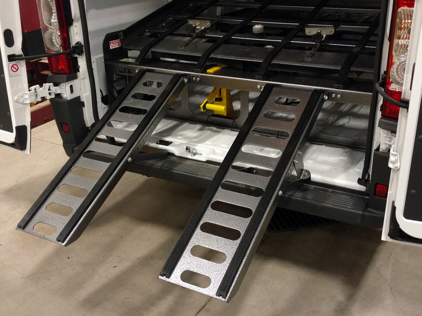 AME-DD4000 glide strips and deck detail — American Mortuary Equipment mortuary van deck system for funeral homes and cremation facilities