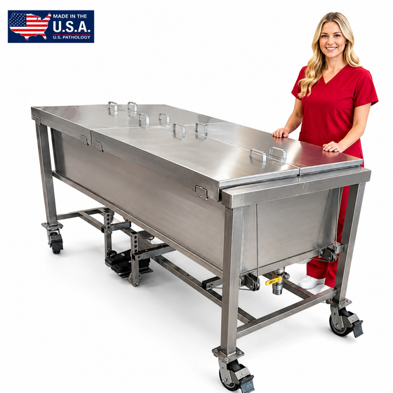 Electric Immersion Dissection Table Model 1035-03P hero image — 304 stainless cadaver preservation tank with electric lift tray | U.S. Pathology Equipment