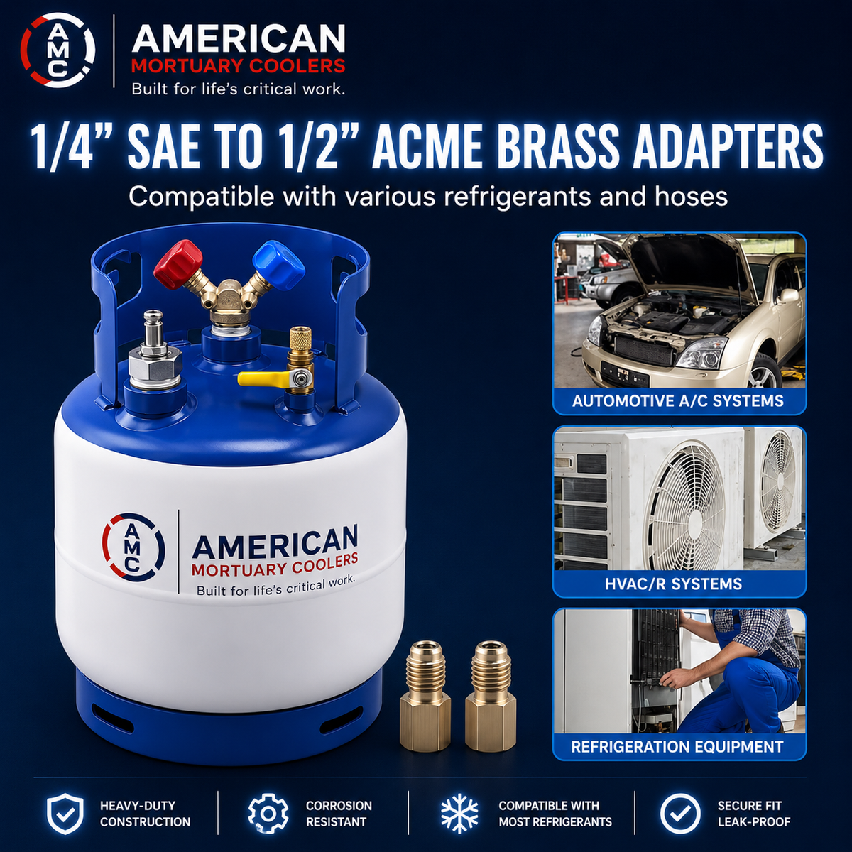 AMC 50 lb Refrigerant Recovery Tank | 400 psi Y-Valve