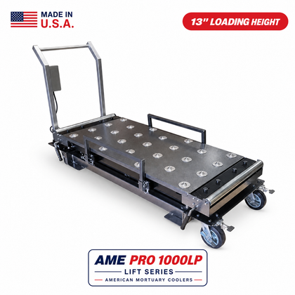 Low Profile Powered Mortuary Lift Model HD-1000-AA | Battery Electric Scissor Lift for Crematory and Funeral Home | American-Made