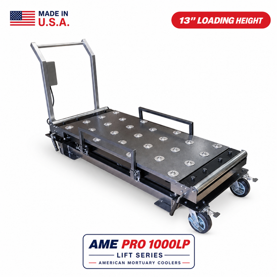 Low Profile Powered Mortuary Lift Model HD-1000-AA | Battery Electric Scissor Lift for Crematory and Funeral Home | American-Made