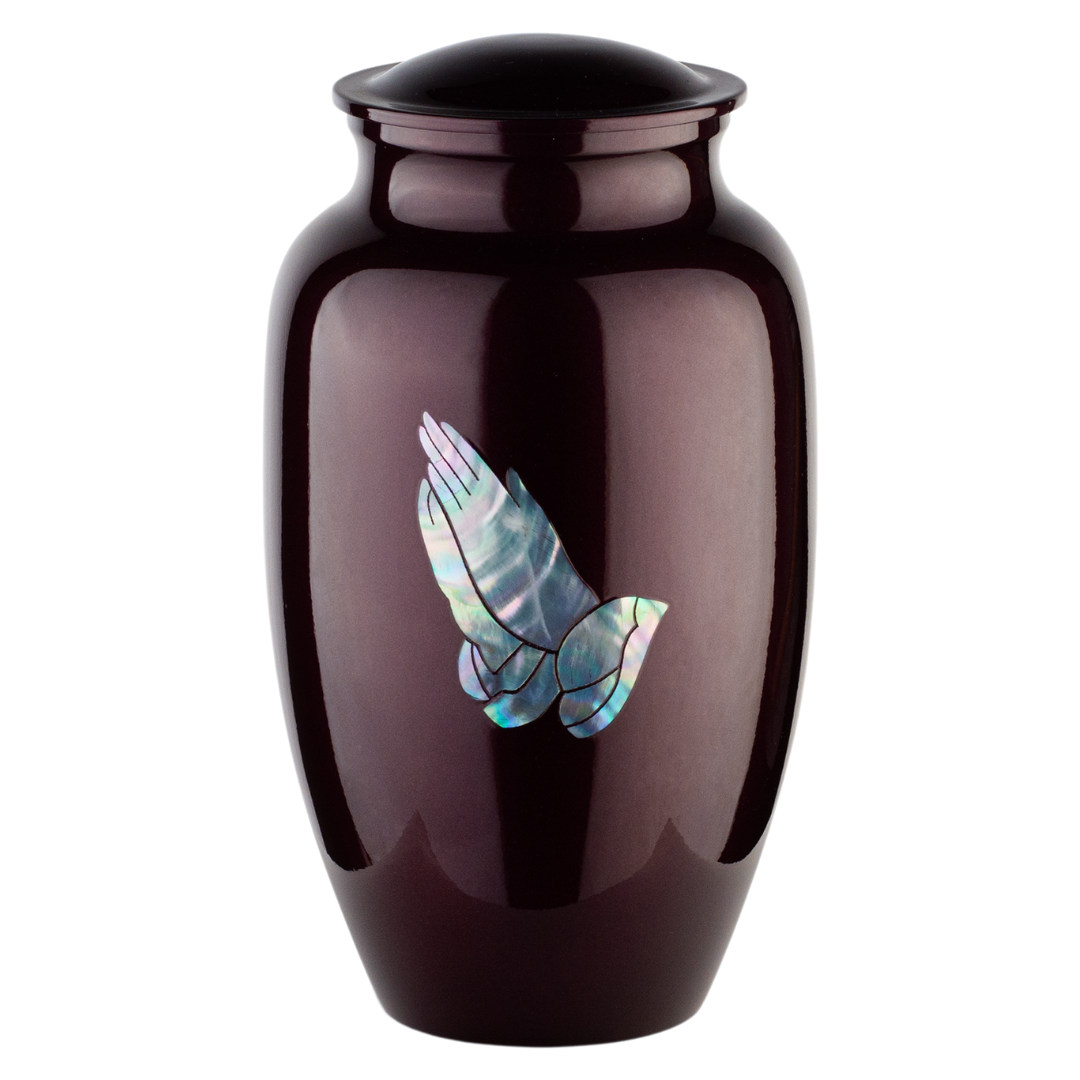 Praying Hands Mother of Pearl Urn — ISU-RJ-0173