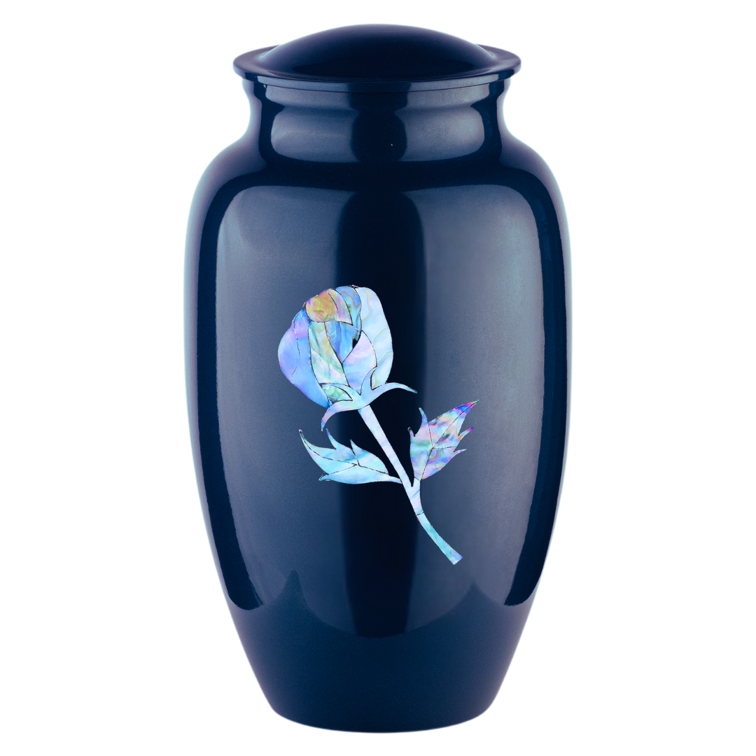 Blue Rose Mother of Pearl Urn — ISU-RJ-0148