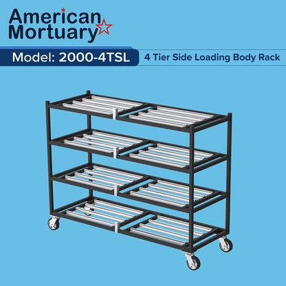American Mortuary Coolers 4 Tier Rack with Handicap Accessible Design