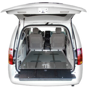 AME-SS150XL single-deck system with casket rollers installed in cargo van — American Mortuary Equipment professional first call deck for funeral homes and removal operators