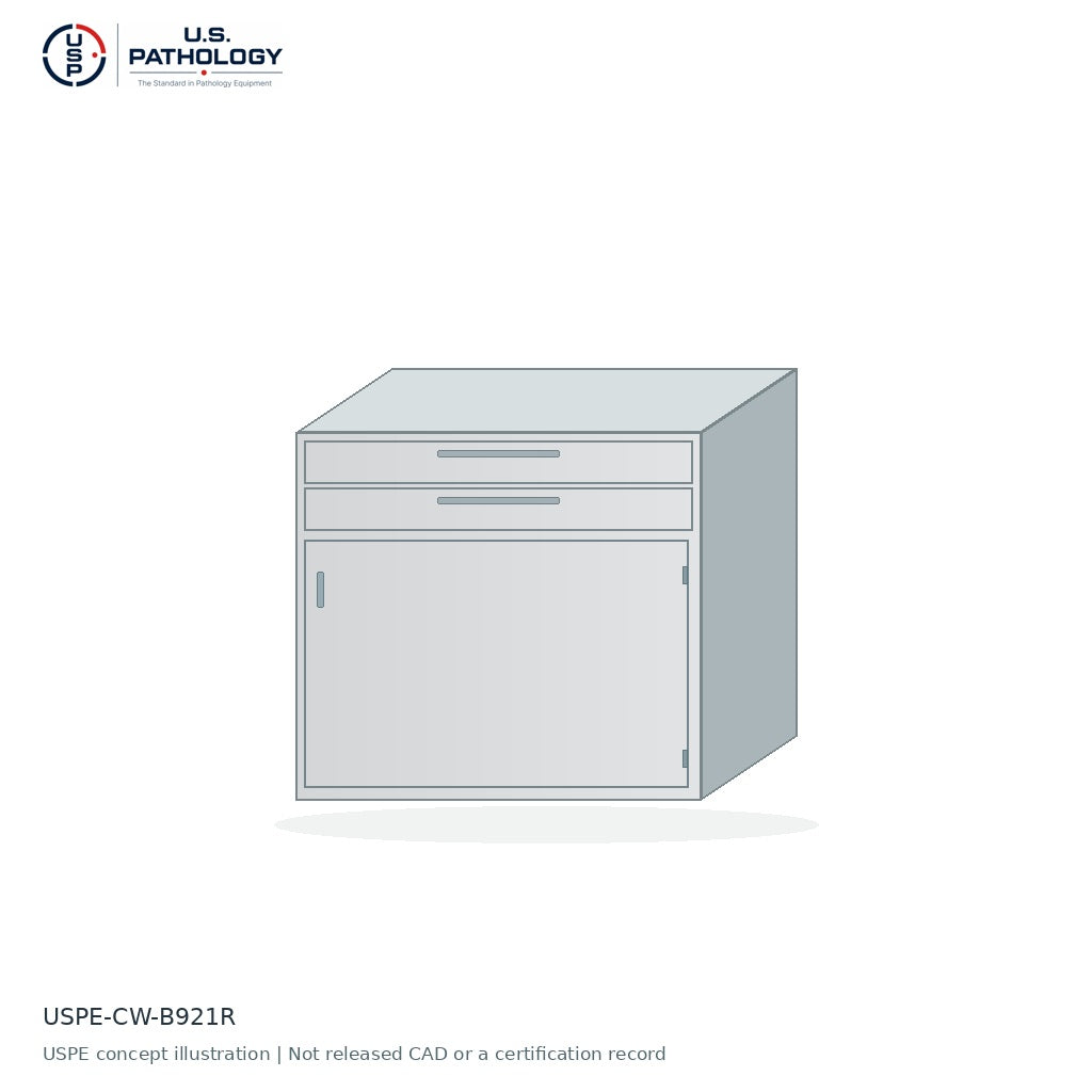 USPE 2-Drawer / Single-Door Base Cabinet, Right-Hinged | USPE-CW-B921R | USPE configuration concept; size, material and engineering subject to quote