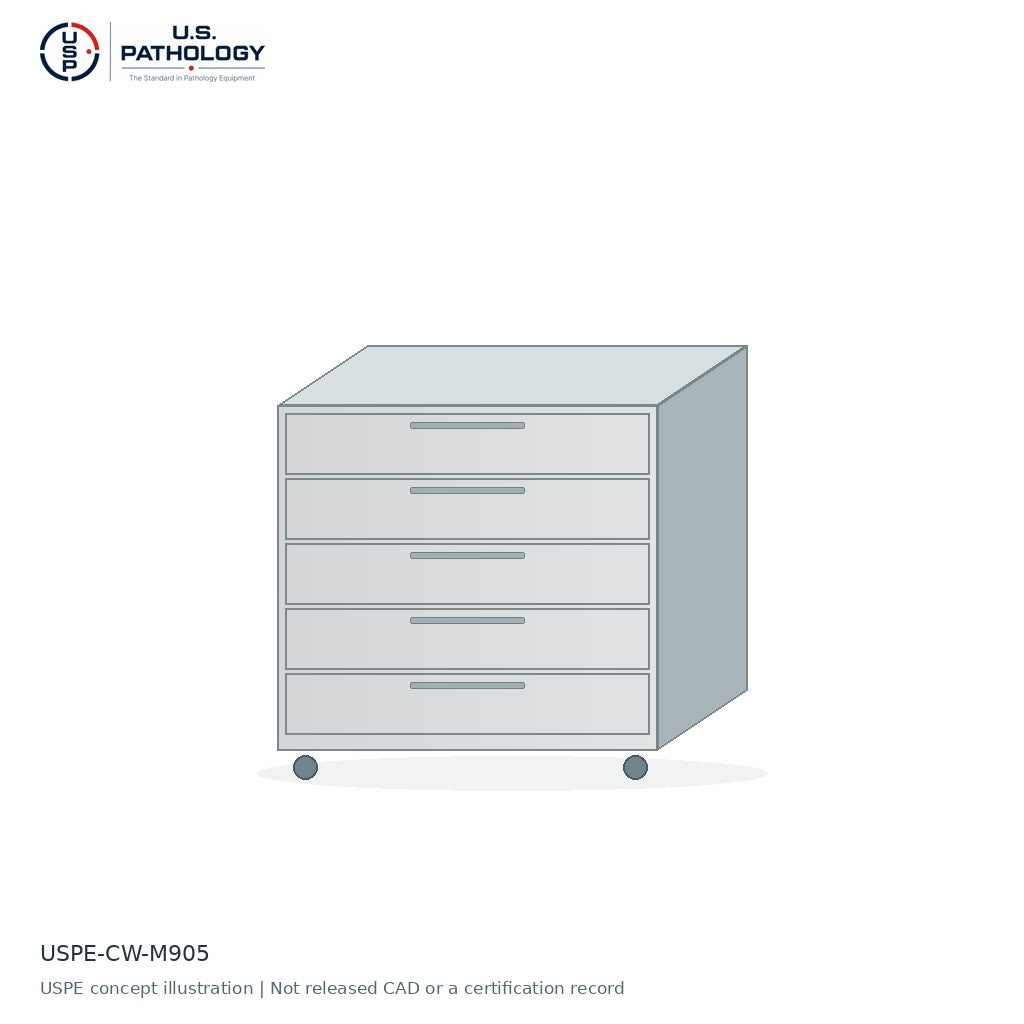 USPE 5-Drawer Mobile Cabinet | USPE-CW-M905 | USPE configuration concept; size, material and engineering subject to quote