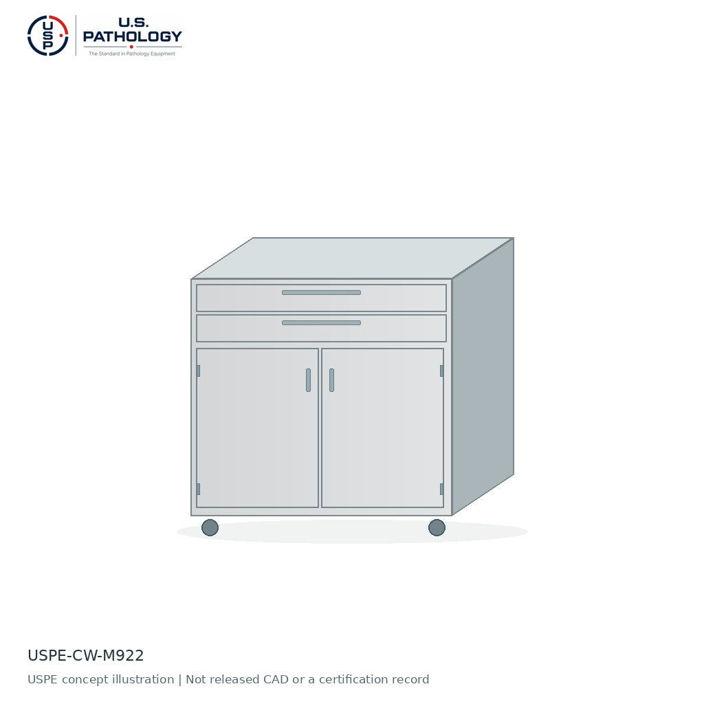 USPE 2-Drawer / Double-Door Mobile Cabinet | USPE-CW-M922 | USPE configuration concept; size, material and engineering subject to quote