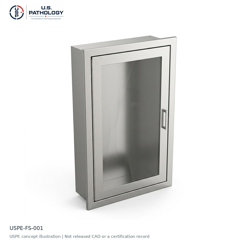 Prep Room Fire Extinguisher Cabinet with Clear Viewing Panel