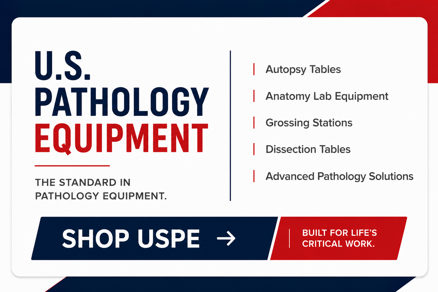 U.S. Pathology Equipment — autopsy tables, dissection stations, grossing stations and forensic lab equipment