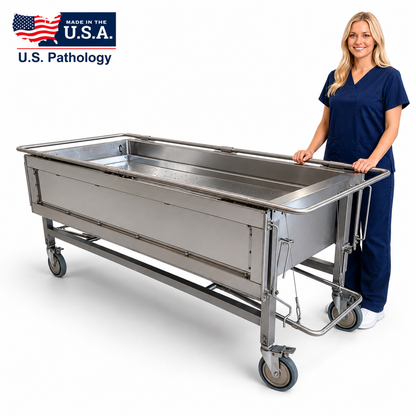 Manual Immersion Dissection Table Model 1035-03M angle view — stainless cadaver preservation tank with manual lift