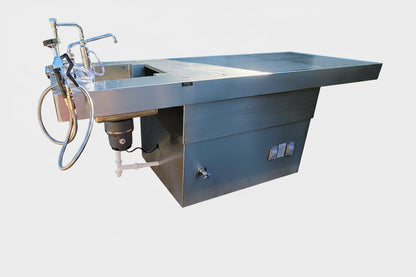  Adjustable-height pedestal autopsy table 1035-PED, 304 stainless forensic lab dissection table