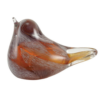 Amber and White Swirl Glass Songbird Keepsake Urn