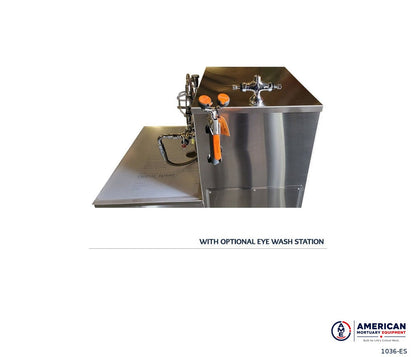 AME 1036-ES embalming sink station spray hose and rinse-fixture detail