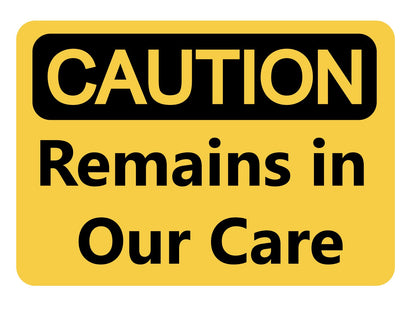 Crematory Safety Signs, 8" x 11" | AME 1030-SGN | American Mortuary Equipment
