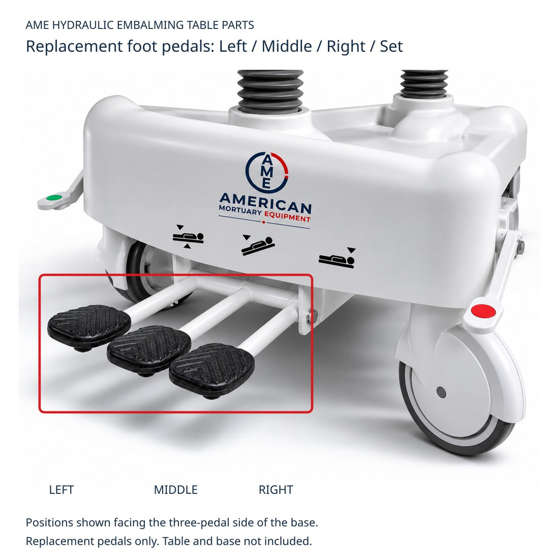 AME Hydraulic Embalming Table Replacement Foot Pedals
