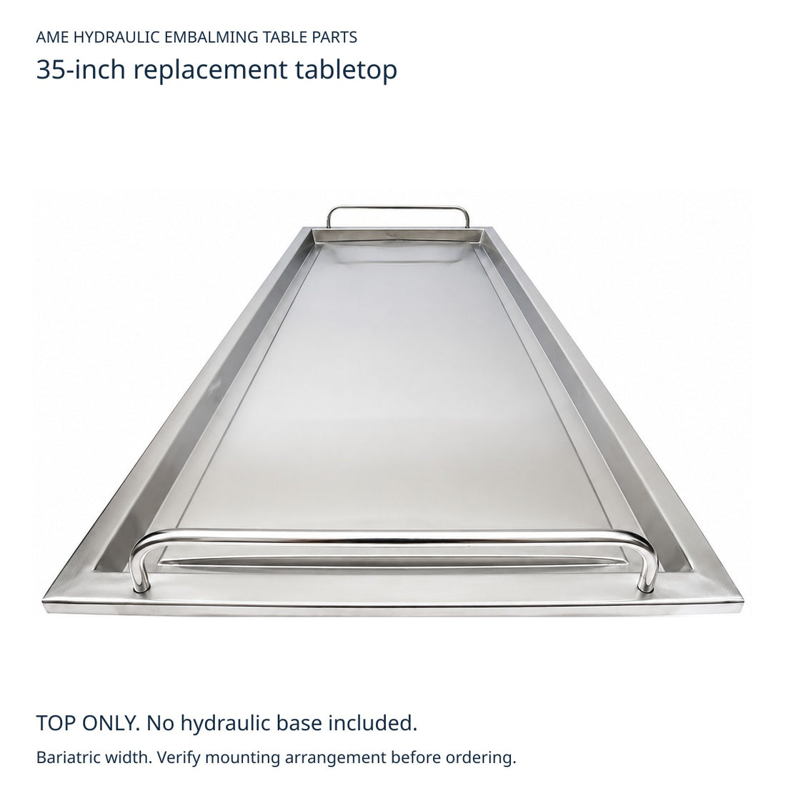 AME 35-Inch Bariatric Embalming Table Replacement Top Only