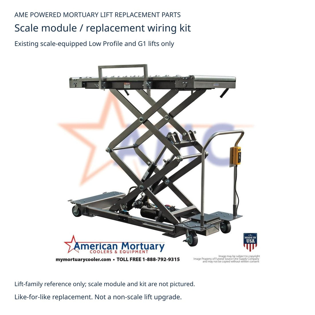 AME Mortuary Lift Replacement Scale Module or Full Wiring and Module Kit