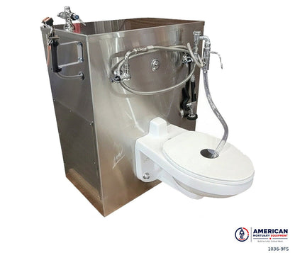 AME TITAN 1036-9FS flushing embalming station with vitreous china bowl and push-button flush