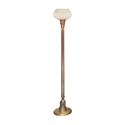 Aria Torchiere Lamp in walnut laminate with bronze-plated trim by American Mortuary Equipment