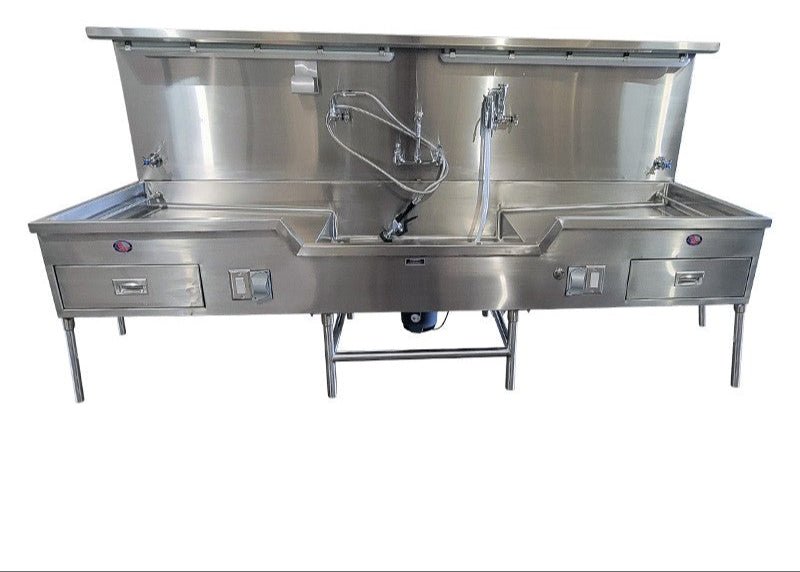 Autopsy sink station 1036-11 with 304 stainless center sink, forensic lab dissection station