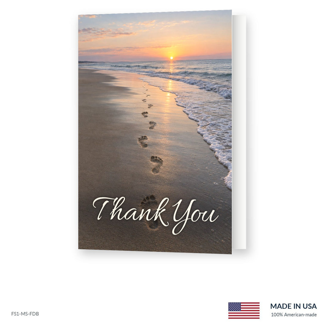 Beach Footprints Funeral Acknowledgment Cards