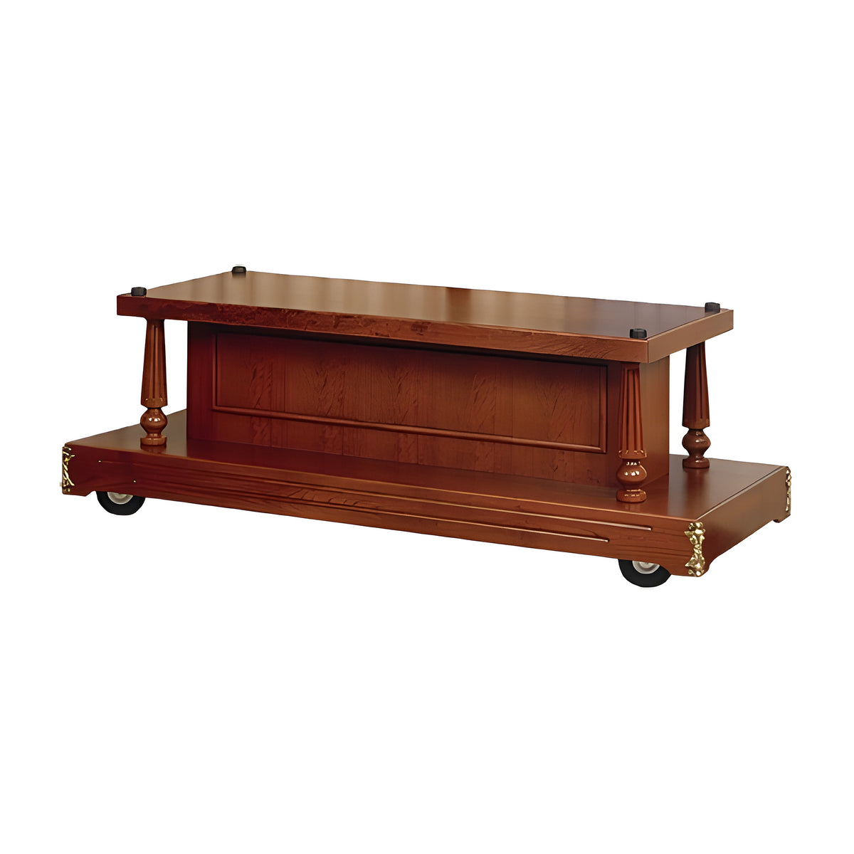 Beacon Casket Bier in solid cherry by American Mortuary Equipment