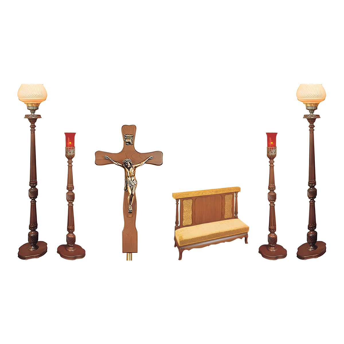 Belmont Devotional Set — shown with its included pieces in solid cherry in a French Provincial style