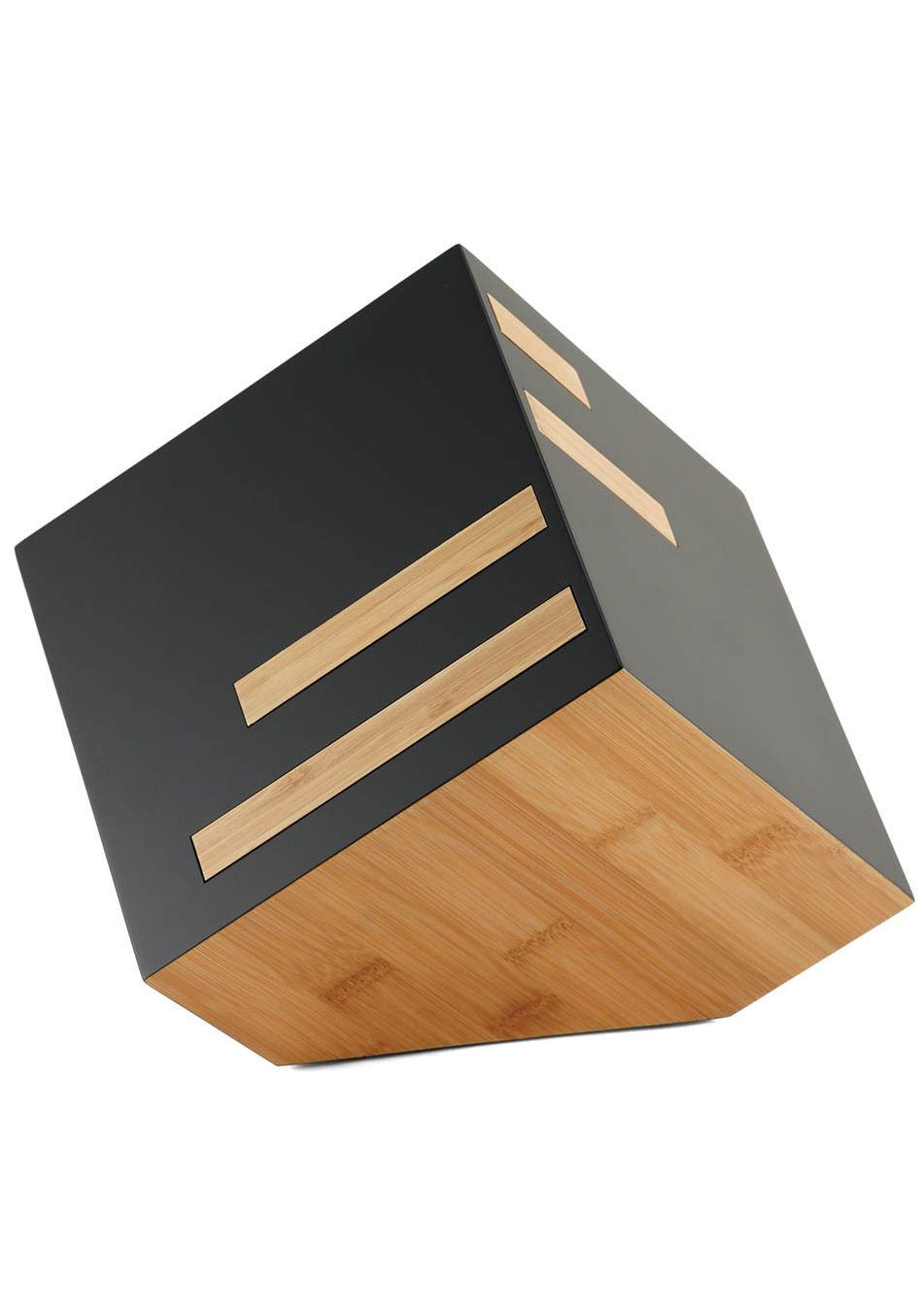 Black and Bamboo Modern Box Full Size Cremation Urn