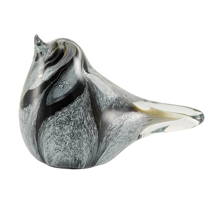 Black and White Swirl Glass Songbird Keepsake Urn