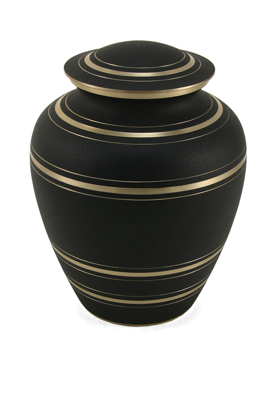 Black Onyx with Gold Bands Brass Full Size Cremation Urn, Full Size (Adult), 9 x 6.9 x 6.9 in