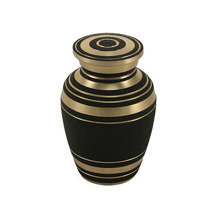 Black Onyx with Gold Bands Brass Mini Keepsake Urn