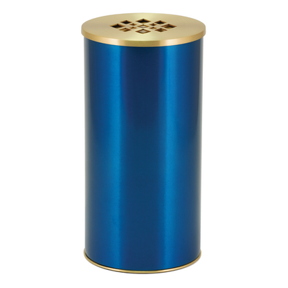Blue Cylinder Diamond Scattering Urn, Full size adult scattering urn, 10.75 x 5.35 x 5.35 in