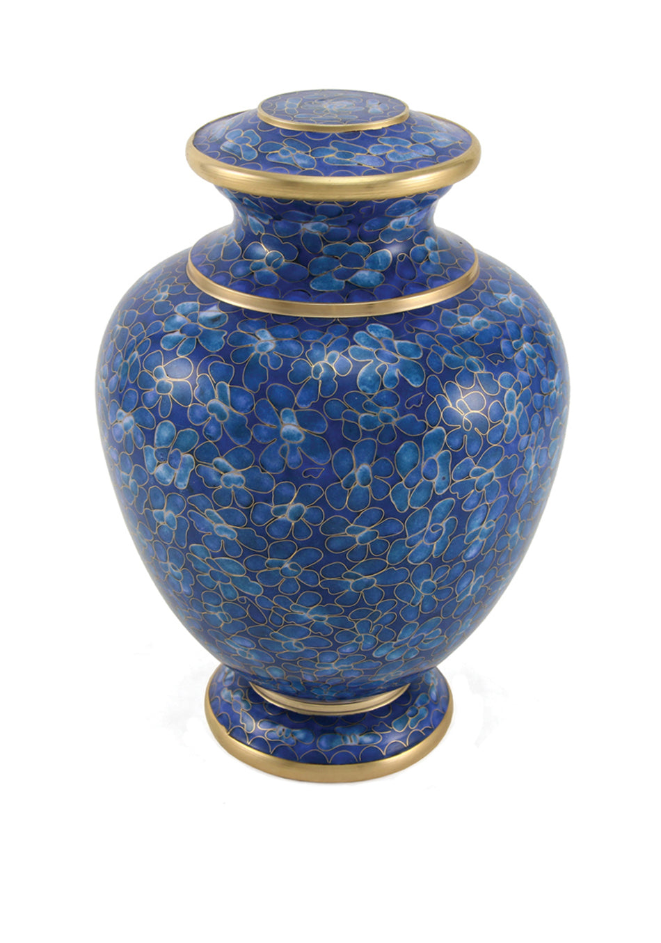 Blue Floral Cloisonné Full Size Cremation Urn