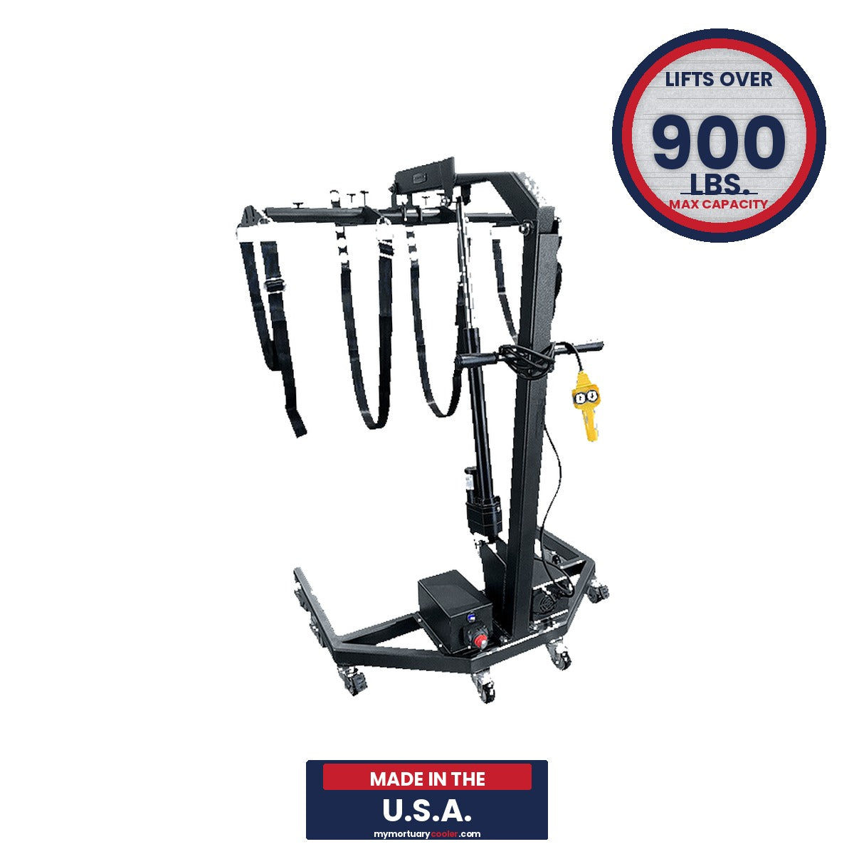 Morgue Lift Control Panel | XL Electric Cadaver Lift Voltage Display | Mortuary Prep Room Body Lift E-Stop | Powered USA Made Casket Lift Detail