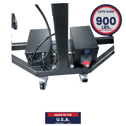 Mortuary Lift | Morgue Cadaver Lift | XL Electric Body Lift | Powered Prep Room Casket Lift Side Profile | Heavy Duty 900 lb USA Made