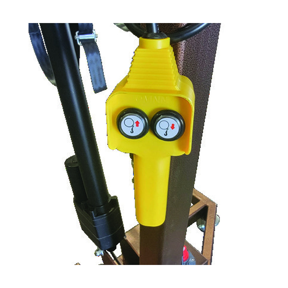 Two-button control pendant shown installed on the 500-BCL-P electric body lift reference. Replacement pendant only; lift not included.
