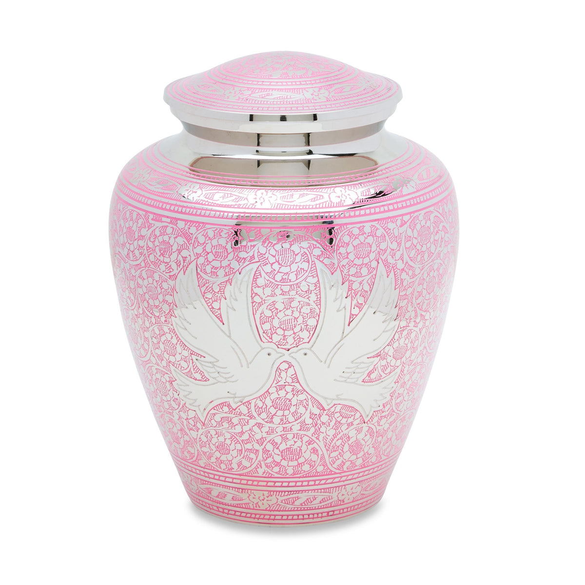 Pink Loving Doves Brass Urn — ISU-RJ-0080