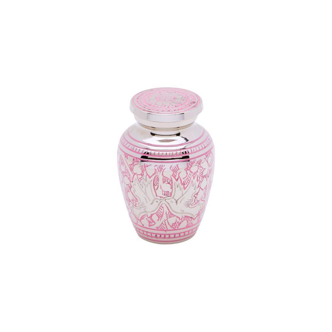 Pink Loving Doves Brass Keepsake Urn — ISU-RJ-0082