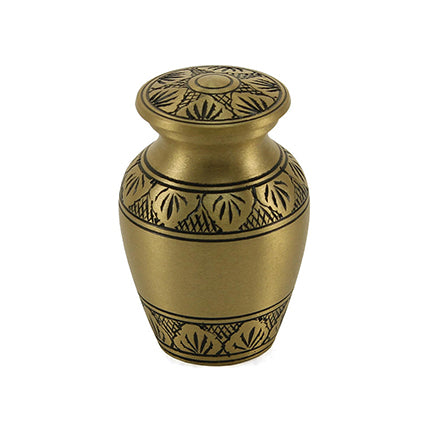 Bronze Leaf Brass Mini Keepsake Urn, Mini Keepsake, 2.8 x 1.7 x 1.7 in